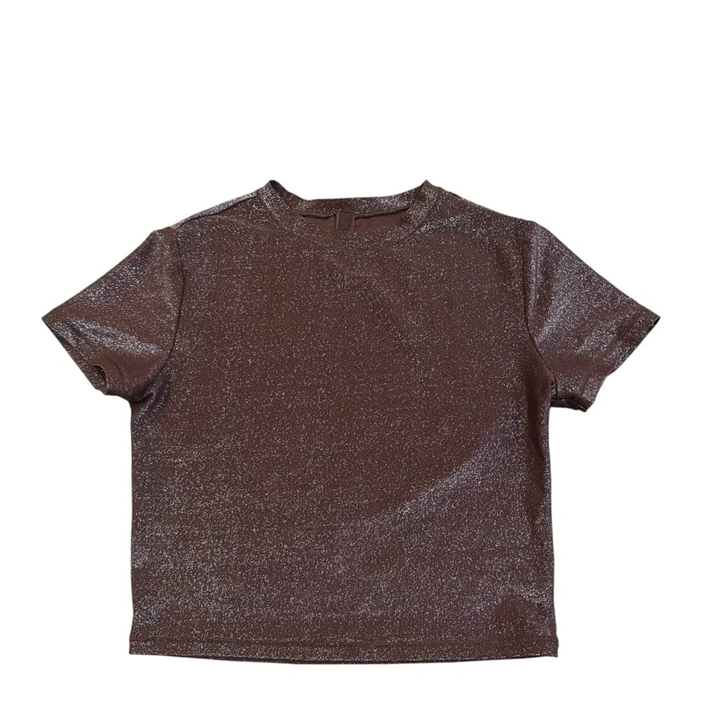 Skims Shimmer Cropped TShirt Top - Picture 3 of 6